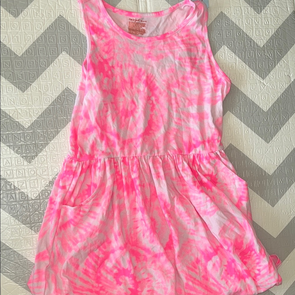 Pink Tie-Dye Sleeveless Dress with pockets girls XXL ( 16/18)
